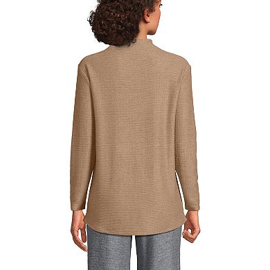 Petite Lands' End Cable Ottoman Relaxed Long Sleeve Funnel Neck Tunic