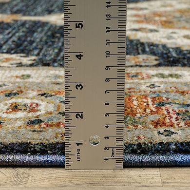 StyleHaven Alexander Traditional Center Medallion Ivory/Blue Area or Throw Rug