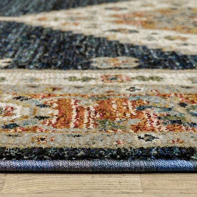 StyleHaven Alexander Traditional Center Medallion Ivory/Blue Area or Throw Rug