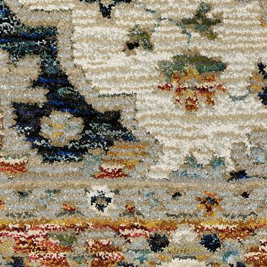 StyleHaven Alexander Traditional Center Medallion Ivory/Blue Area or Throw Rug