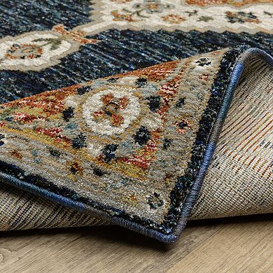 StyleHaven Alexander Traditional Center Medallion Ivory/Blue Area or Throw Rug