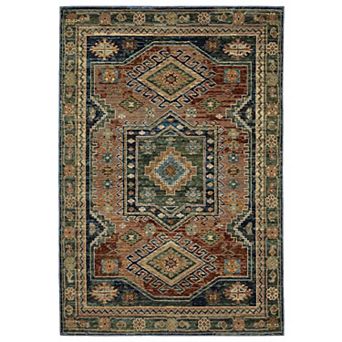 StyleHaven Alexander Traditional Center Medallion Ivory/Blue Area or Throw Rug