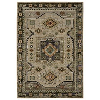 StyleHaven Alexander Traditional Center Medallion Ivory/Blue Area or Throw Rug