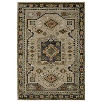 StyleHaven Alexander Traditional Center Medallion Ivory/Blue Area or Throw Rug
