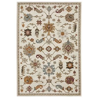 StyleHaven Alexander Traditional Center Medallion Ivory/Blue Area or Throw Rug