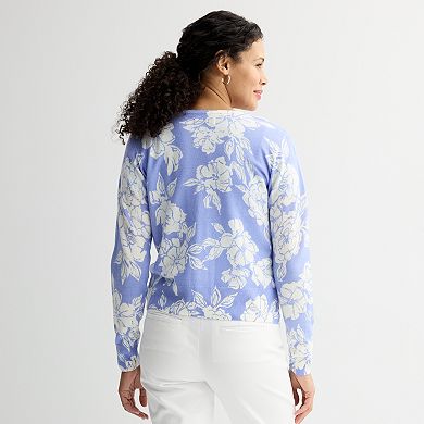 Women's Croft & Barrow® Crewneck Long Sleeve Classic Cardigan