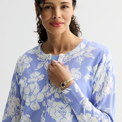 Petite Croft & Barrow® Printed Classic Cardigan
