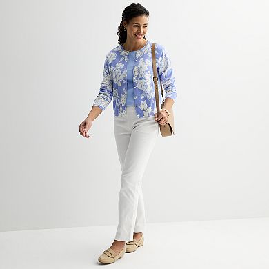 Petite Croft & Barrow® Printed Classic Cardigan