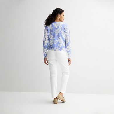 Petite Croft & Barrow® Printed Classic Cardigan