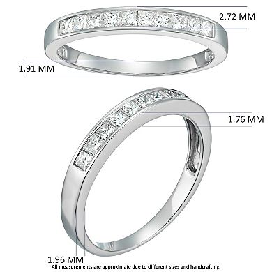 Amairah 14k Gold 1/2 Carat T.W. Princess Diamond Wedding Band Half Eternity Ring