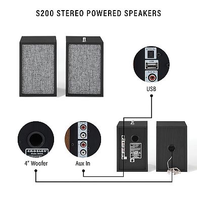Crosley S200 Stereo Powered Bluetooth Speakers