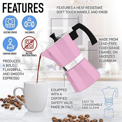 Moka Pot Espresso Maker 3 Cup - White