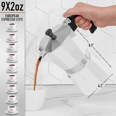 Zulay Kitchen 9 Cup Moka Pot Espresso - Cuban Coffee Maker