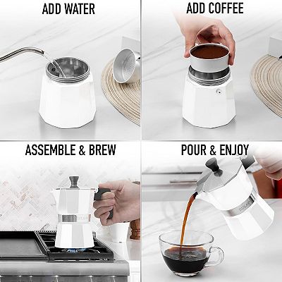 MOKA  9-Cup 450ml Electric Espresso Coffee Maker, Stainless Steel Moka
