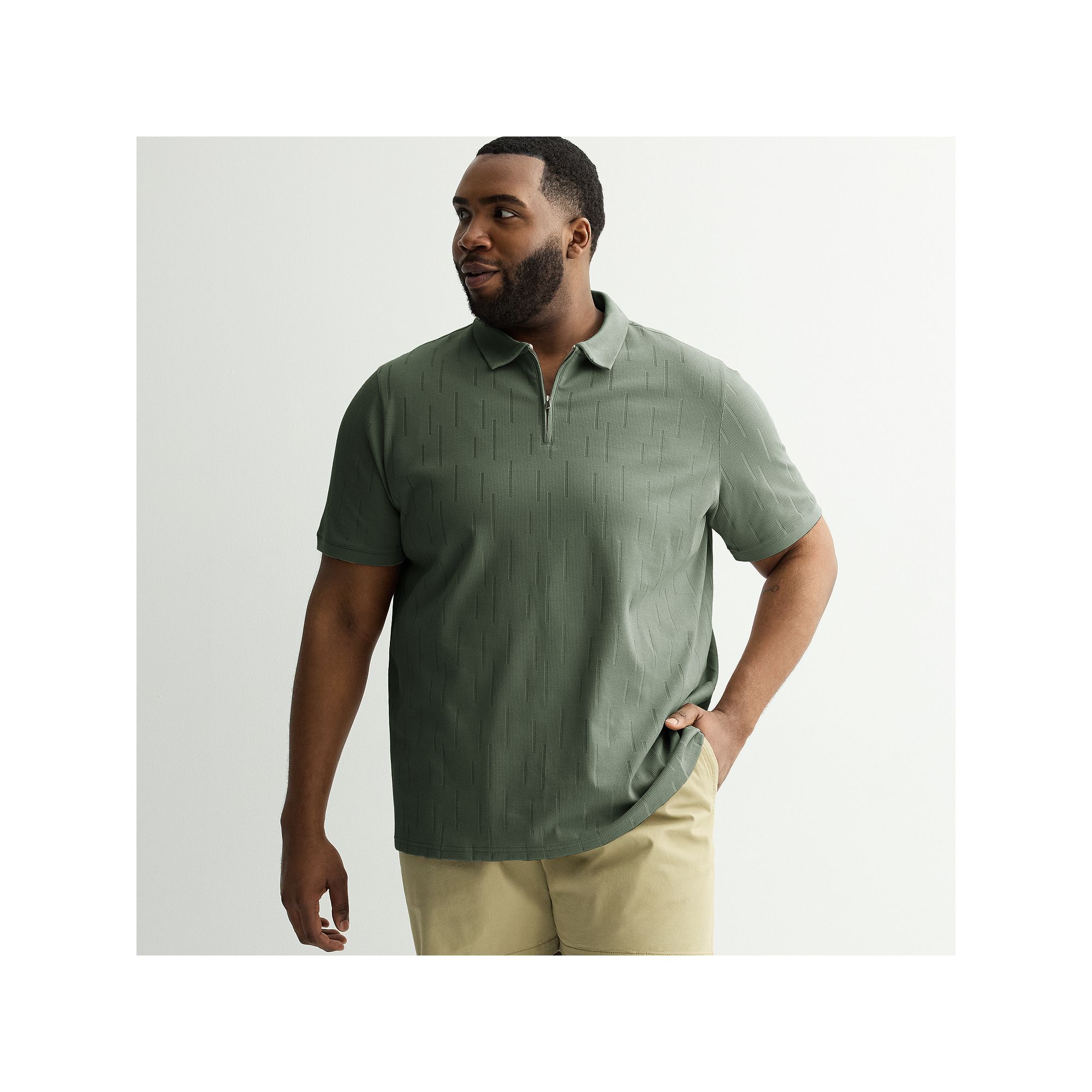 Big & Tall Apt. 9® Zipper Polo, Mens, Size: Medium Tall, Green