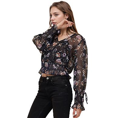 Wax Flower Smocked Cuff Blouse