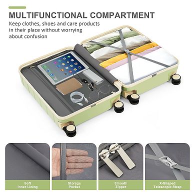 Merax Premium Abs Travel Luggage Set , 3-piece Tsa Lock Suitcase Ensemble