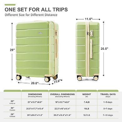 Merax Premium Abs Travel Luggage Set , 3-piece Tsa Lock Suitcase Ensemble