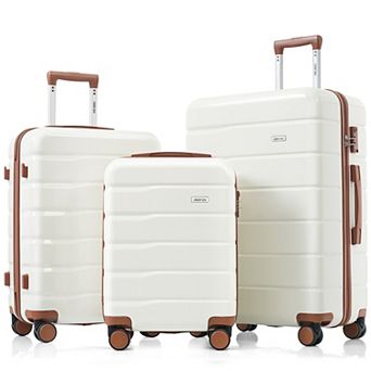 Merax Premium Abs Travel Luggage Set , 3 pc Tsa Lock Suitcase Ensemble