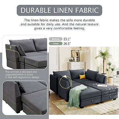 Modern Large U-shape Modular Sectional Sofa