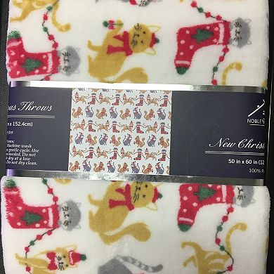 Holiday Christmas Cats Microplush Throw Blanket