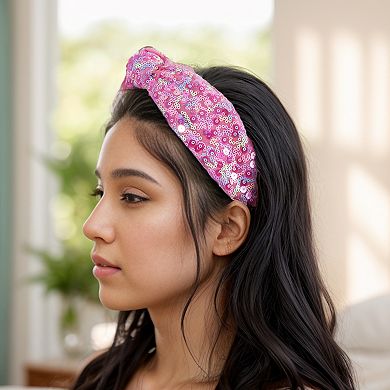 Rainbow Knotted Hair Bands Accessories Sparkly Headbands Cute Sequined Hairbands