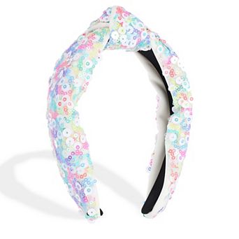 Rainbow Knotted Hair Bands Accessories Sparkly Headbands Cute Sequined Hairbands