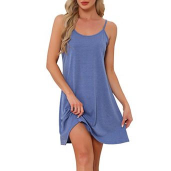 Womens Nightgown Sleeveless Sleepwear Spaghetti Strap Cross Back Nightwear