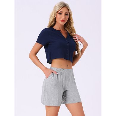 Womens Modal Pajama Lounge Shorts Soft Comfy Pajama Bottoms with Pockets Elastic Boxer Shorts
