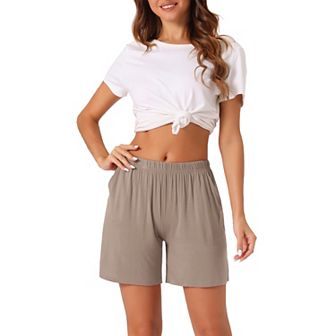 Womens Modal Pajama Lounge Shorts Soft Comfy Pajama Bottoms With Pockets Elastic Boxer Shorts