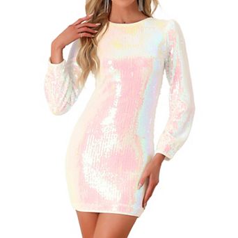 Sequin Dress For Women's Lantern Long Sleeve Sparkle Bodycon Party Club Mini Dresses