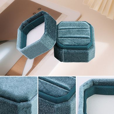 Velvet Ring Box For Proposal, Wedding, Ceremony, Double Jewelry Ring Box Storage Ring Holder Box