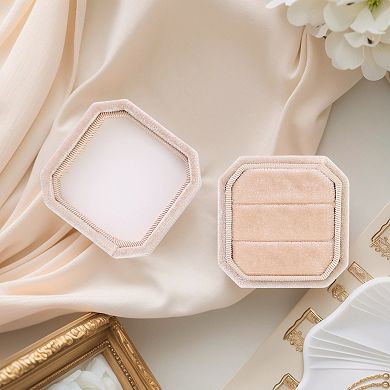 Velvet Ring Box For Proposal, Wedding, Ceremony, Double Jewelry Ring Box Storage Ring Holder Box