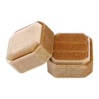 Velvet Ring Box For Proposal, Wedding, Ceremony, Double Jewelry Ring Box Storage Ring Holder Box
