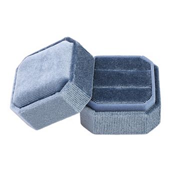 Velvet Ring Box For Proposal, Wedding, Ceremony, Double Jewelry Ring Box Storage Ring Holder Box