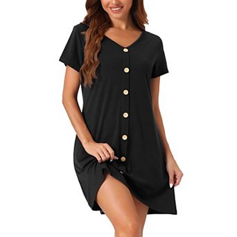 Women's Button Short Sleeve Soft Short Nightgown