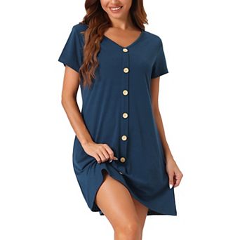 Women's Button Short Sleeve Soft Short Nightgown