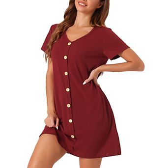 Women's Button Short Sleeve Soft Short Nightgown