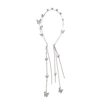 Butterfly Headband Silver Tone Tassel Butterfly Headpiece Head Chain Hair Vine Accessories