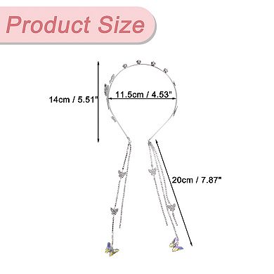 Butterfly Headband Silver Tone Tassel Butterfly Headpiece Head Chain Hair Vine Accessories