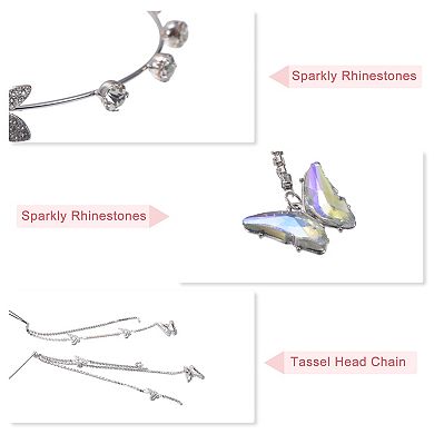 Butterfly Headband Silver Tone Tassel Butterfly Headpiece Head Chain Hair Vine Accessories
