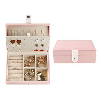 Travel Jewelry Box, Small Portable Jewelry Organizer Case Storage Display Holder For Women