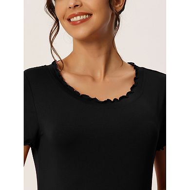 Women's Sleep Shirt Short Sleeve Ruffle Nightgown Loungewear Nightshirts