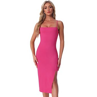 Spaghetti Strap Dress for Women's Sleeveless Split Bodycon Cocktail Party Dress