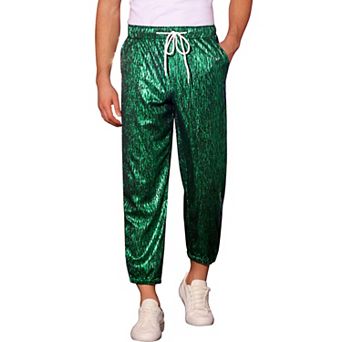 Metallic Pants for Men's Sparkle Sequin Dance Shiny 70s Disco Trousers