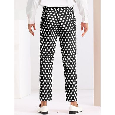 Polka Dot Pants For Men's Dots Pattern Straight Leg Formal Dress Pants