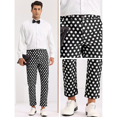 Polka Dot Pants For Men's Dots Pattern Straight Leg Formal Dress Pants