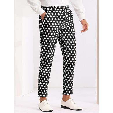 Polka Dot Pants For Men's Dots Pattern Straight Leg Formal Dress Pants