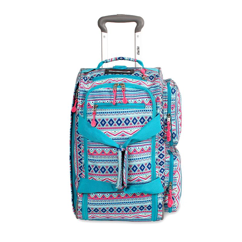 J World Duane Carry-On Wheeled Duffel Bag, Green Tribal