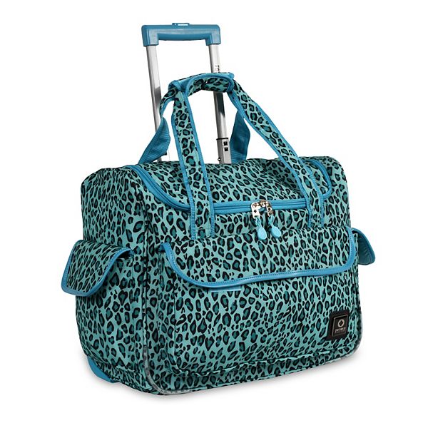 J World Donna Carry-On Wheeled Tote Bag - Mint Leopard